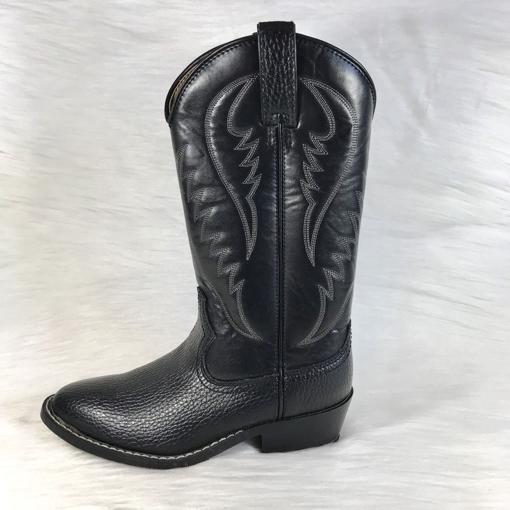 Express Rider Shoes Men's 8 Black Cowboy Boots Trivette Faux Leather Western